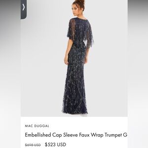 Elegant v-neck surplice evening gown adorned with sequin-